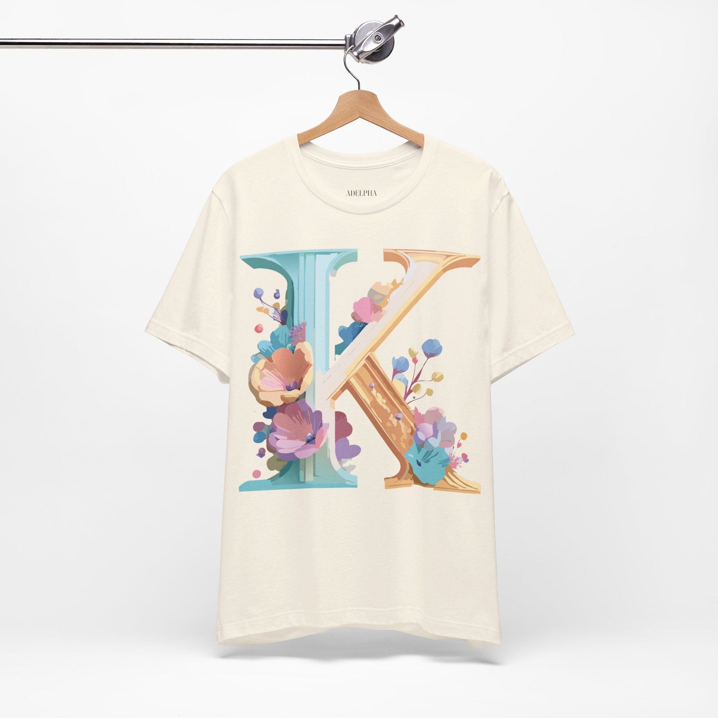 Letter K Graphic Tee Unisex Shirt By Adelpha Vintage Art Design Short Sleeve Collection