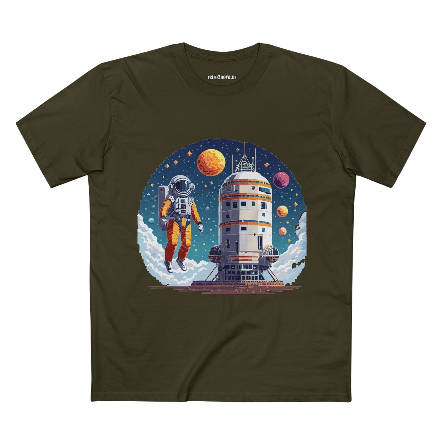 Cosmos Astronaut Shirt Unisex Premium Cotton Tee With Original Art By Retro2Nova Design