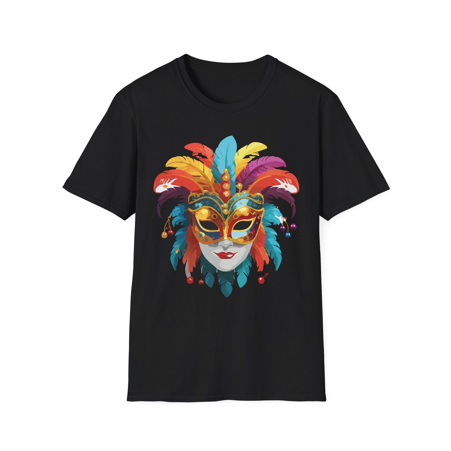 Mask Tee Shirt Unisex Masquerade Art Design Gildan Softstyle 64000 Short Sleeve Tee