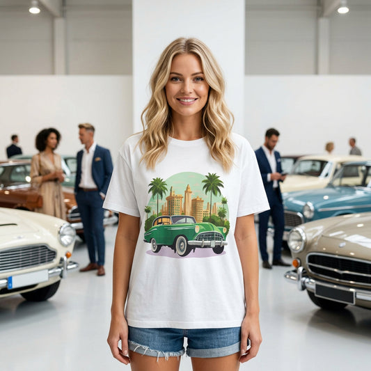 Retro Car Vintage Graphic Tee Staple Unisex 100 Cotton Tee Shirt - RC-18