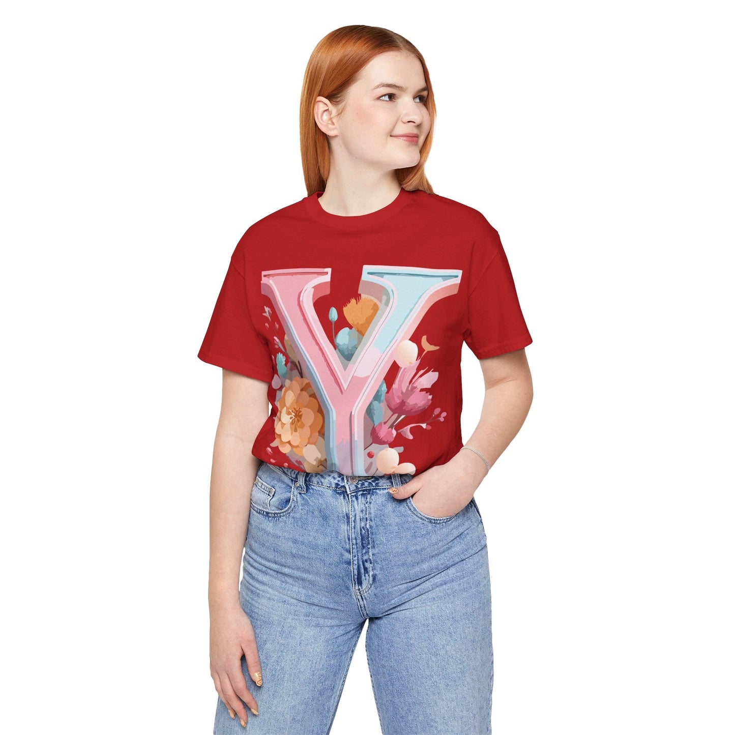 Letter Y Graphic Tee Unisex Short Sleeve Vintage Inspired Artwork Adelpha Premium
