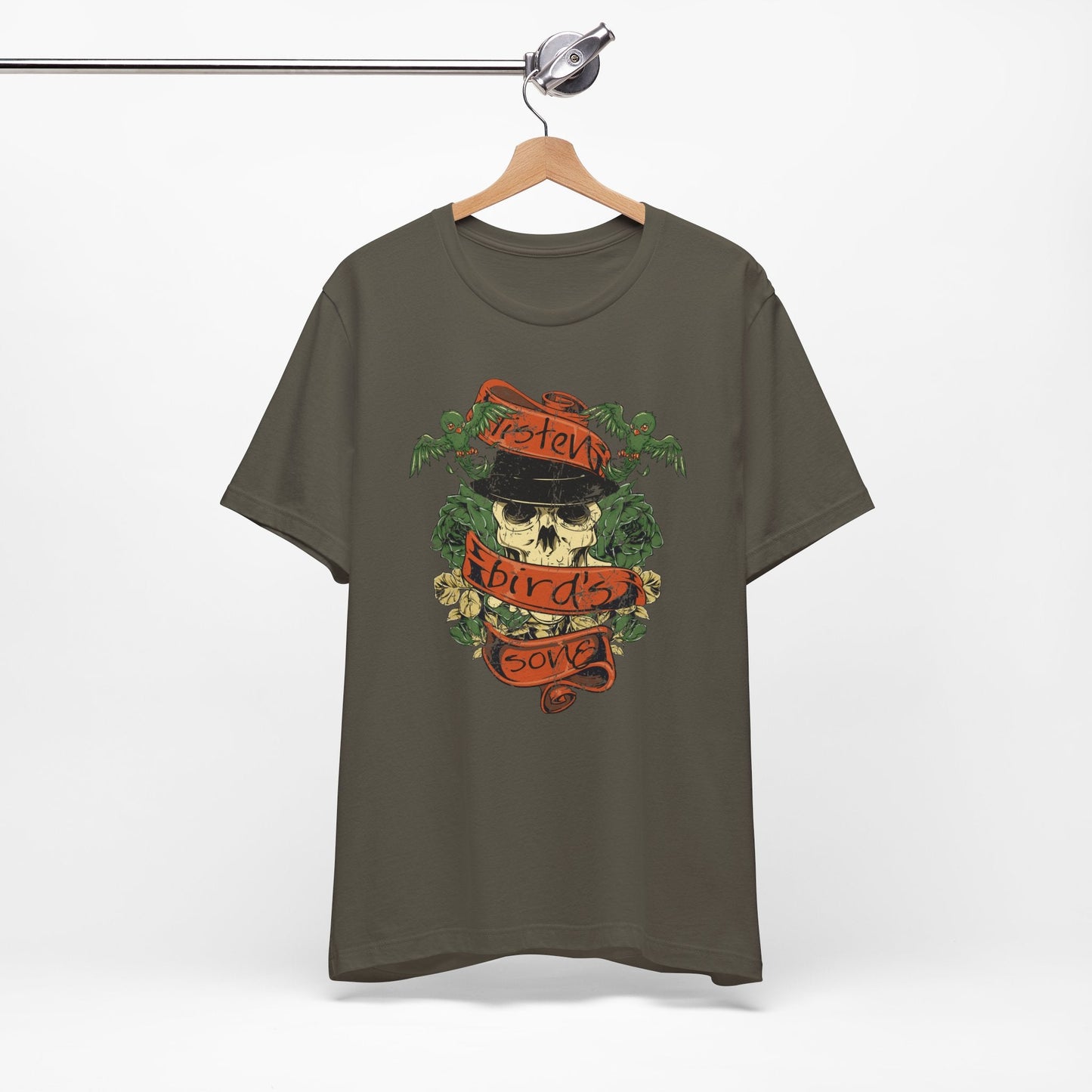 Skull Floral Tattoo Style Graphic Design Unisex Cotton T-Shirt Art-38