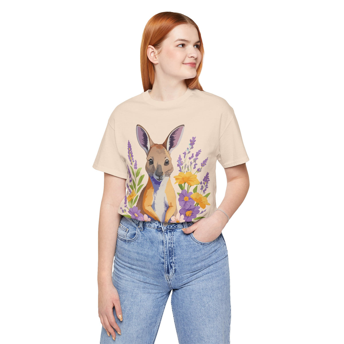 Kangaroo Graphic Unisex Cotton Bella+Canvas Tee with Art Animal Design e313