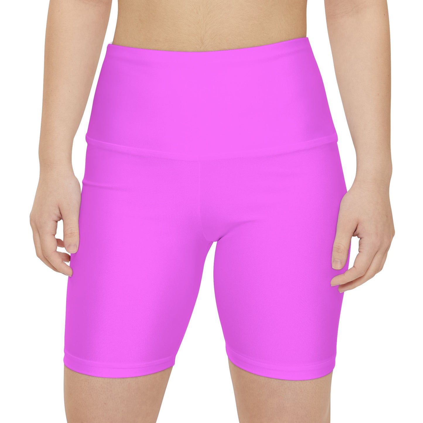 Bright Peony Purple High-Waist Pink Workout Shorts — Women's Athletic Biker Shorts for Gym, Yoga & Running
