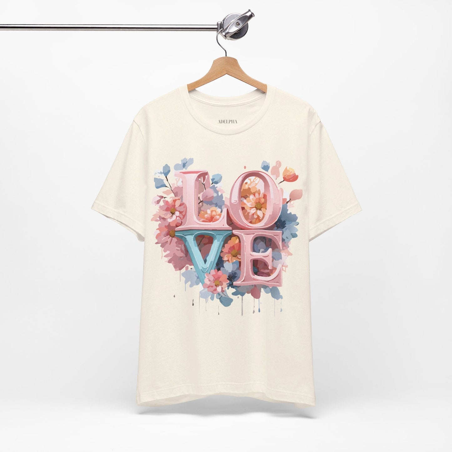 Valentine Day Graphic Unisex 100 Cotton Vintage Artwork with Love and Flower Design Tee 57