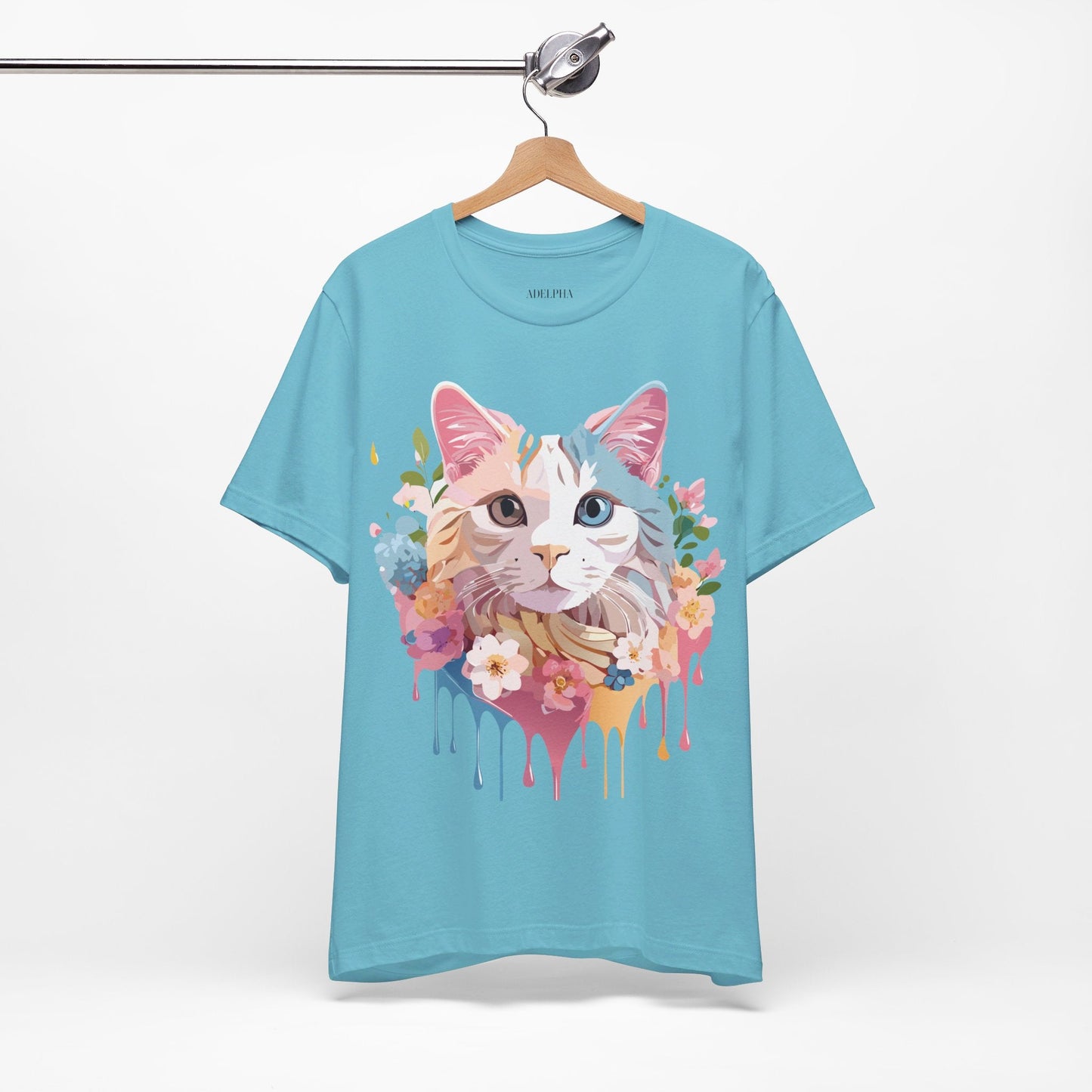 Cat Graphic Tee Unisex Short Sleeve Shirt With Adelpha Artwork