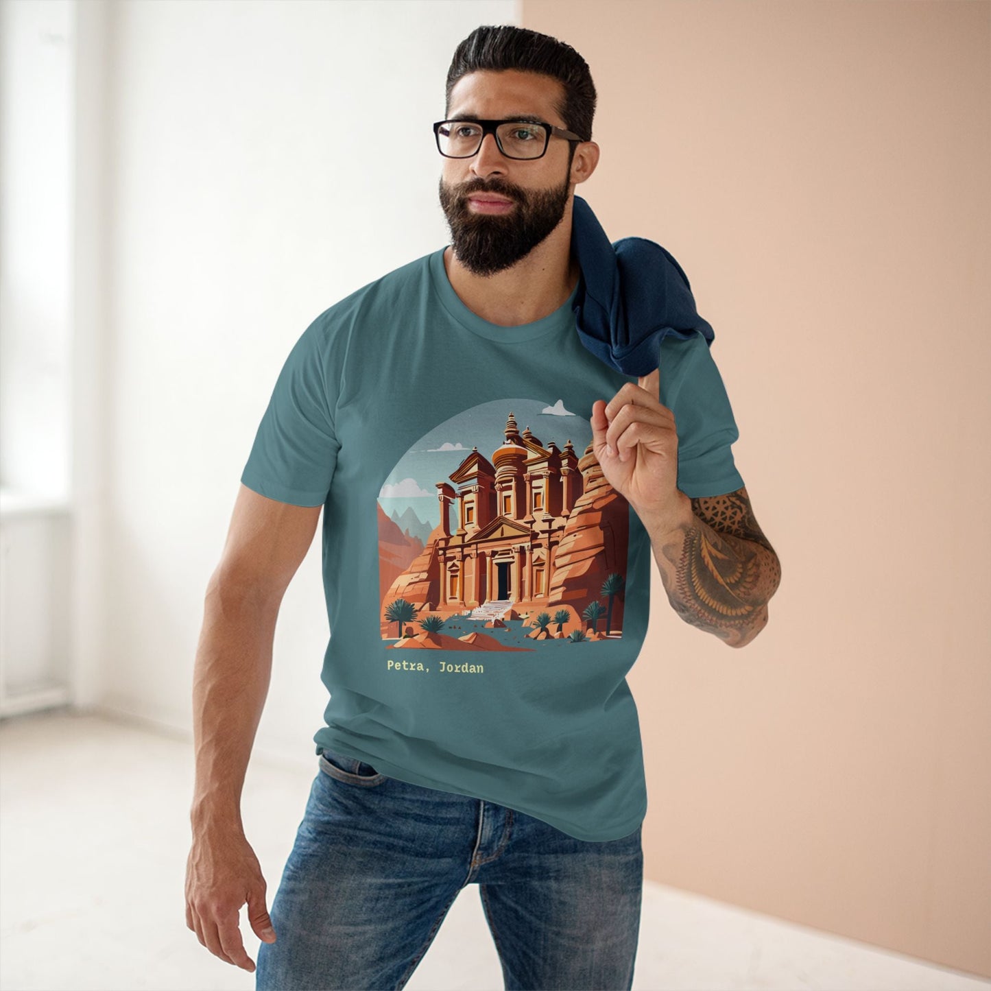 Travel Shirt Unisex Petra Tourist Shirt Art Design Premium Cotton Tee Retro2Nova