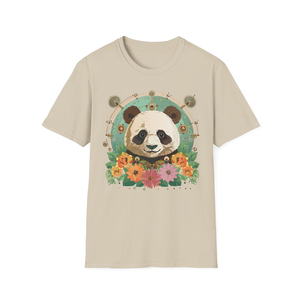 Floral Panda Portrait T-Shirt | Cute Panda Face Tee