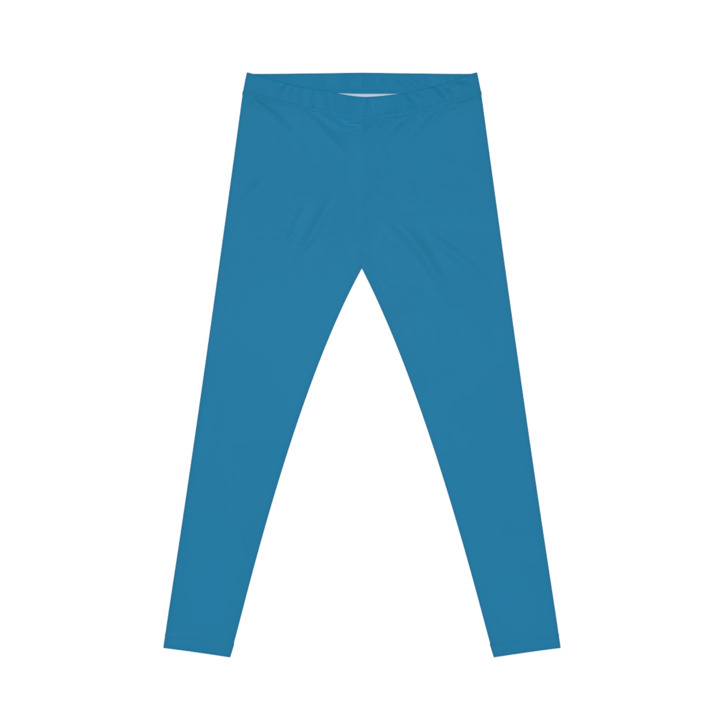 Cerulean Blue Color Women's Poly-Span Casual Leggings XS-2XL