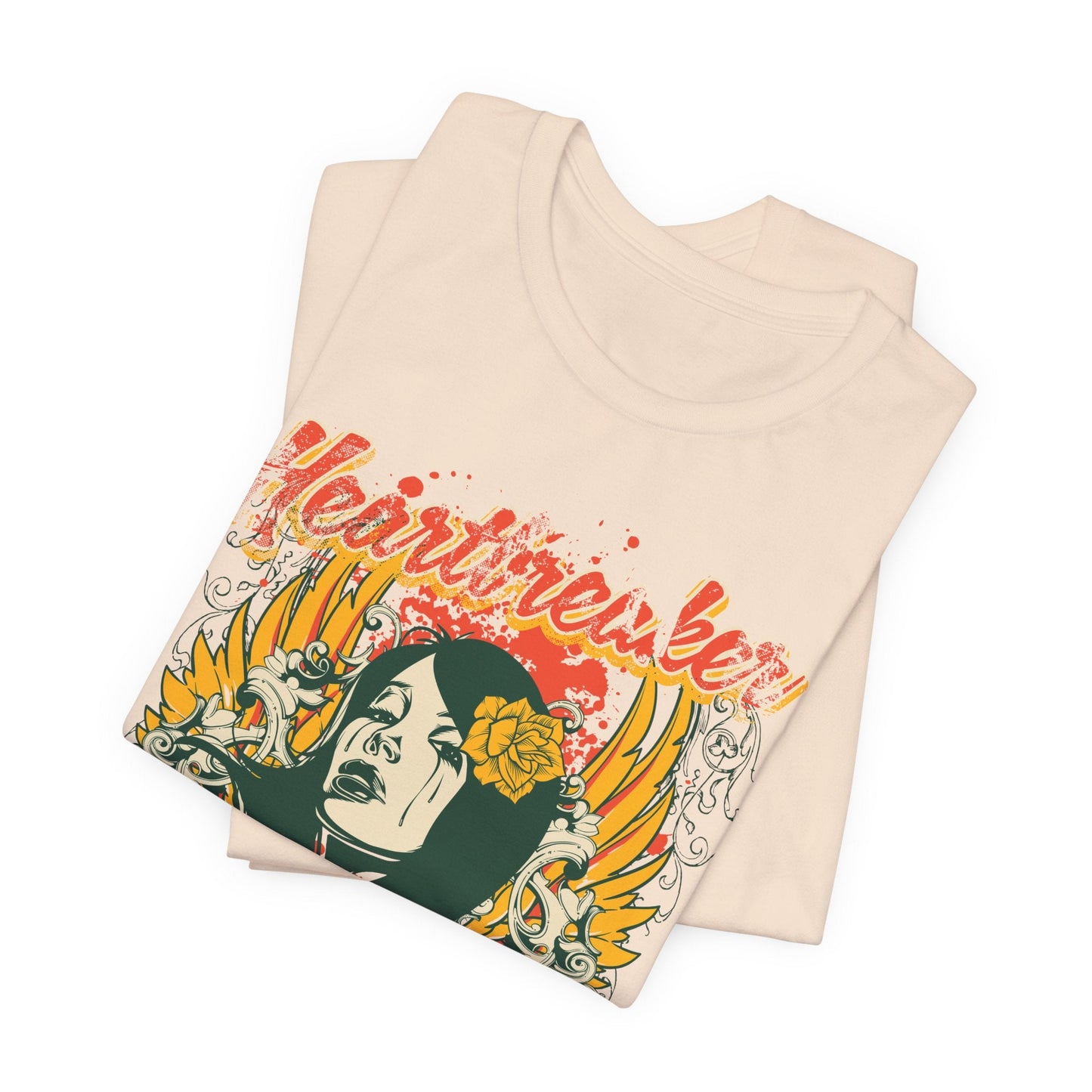 Heartbreaker Illustration Tee Retro Femme Portrait Floral Skull Graphic T-Shirt