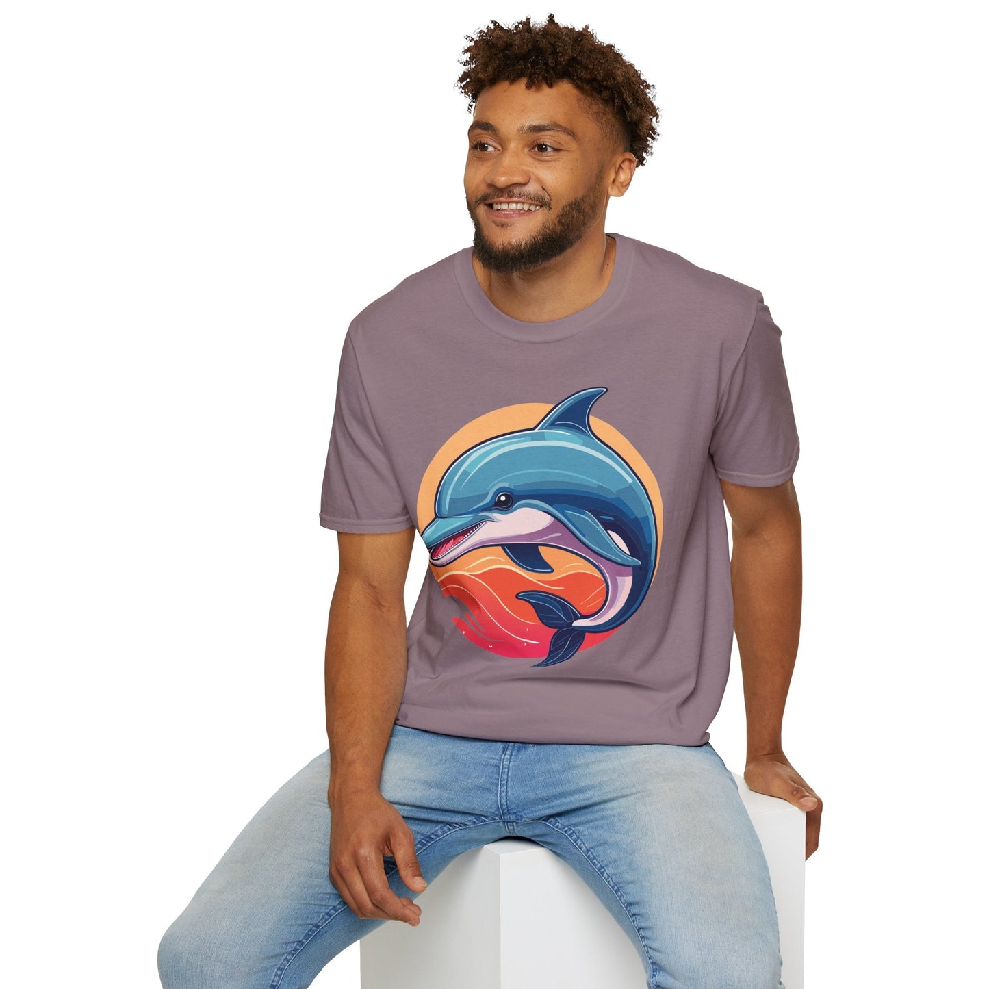 Unisex Dolphin Shirt Gildan Softstyle 64000 Tee 100 Percent Ring Spun Cotton Breathable Comfort