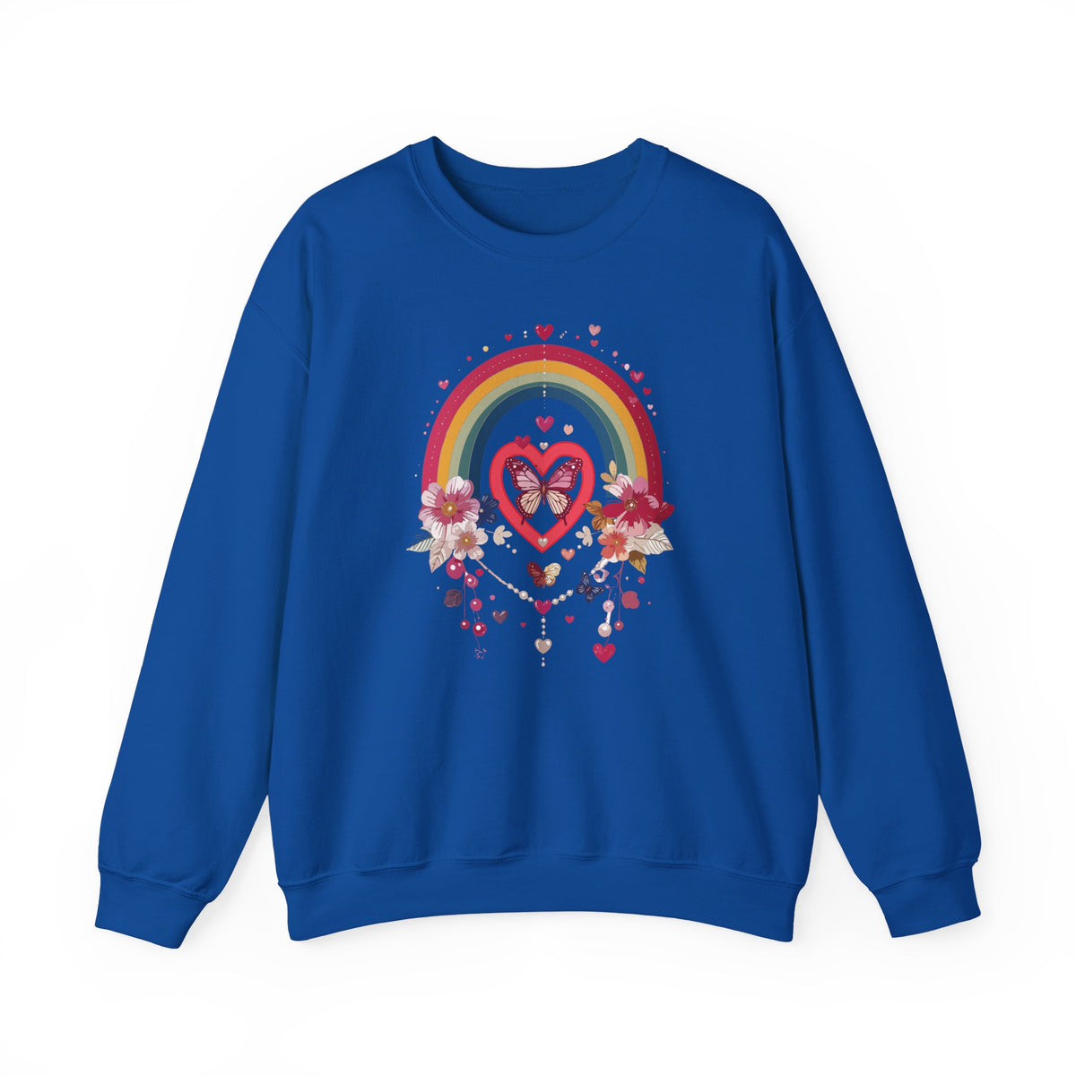 Rainbow Heart Sweatshirt, Floral Heart Sweatshirt, Floral Love Sweatshirt, Valentine's Day Sweatshirt, Rainbow Heart Floral Sweatshirt 113