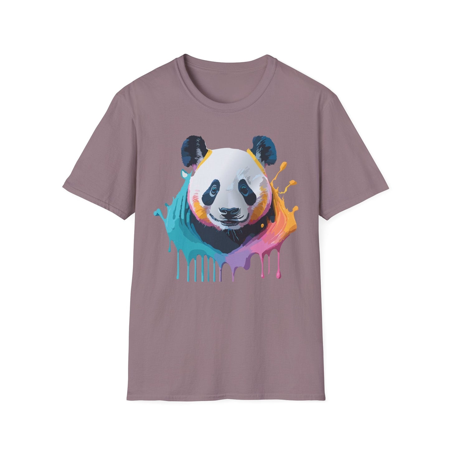 Unisex Panda Shirt T Shirt With Panda Animal Print Tee Softstyle Gildan 64000 100 Percent Ring Spun Cotton