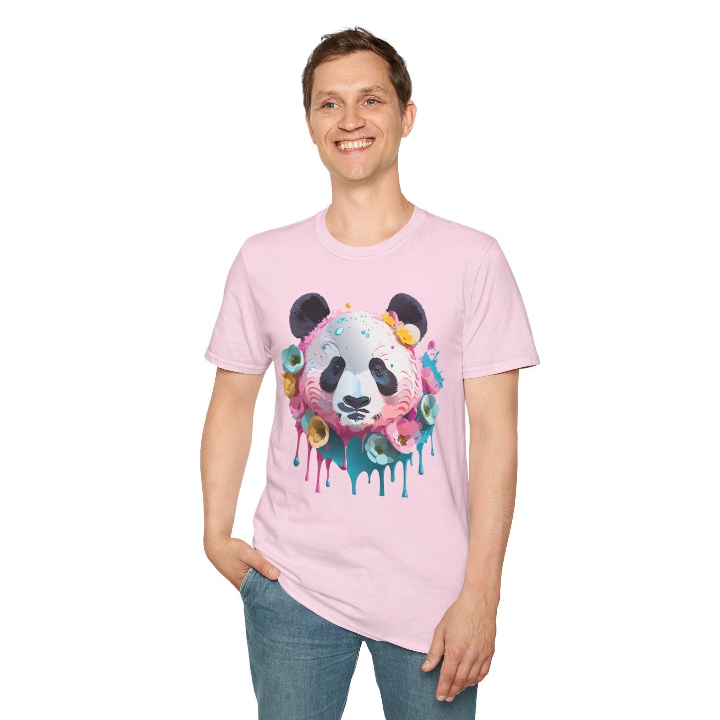 Panda Shirt Unisex T Shirt Graphic Tee Animal Print Gildan Softstyle 64000 100 Percent Cotton