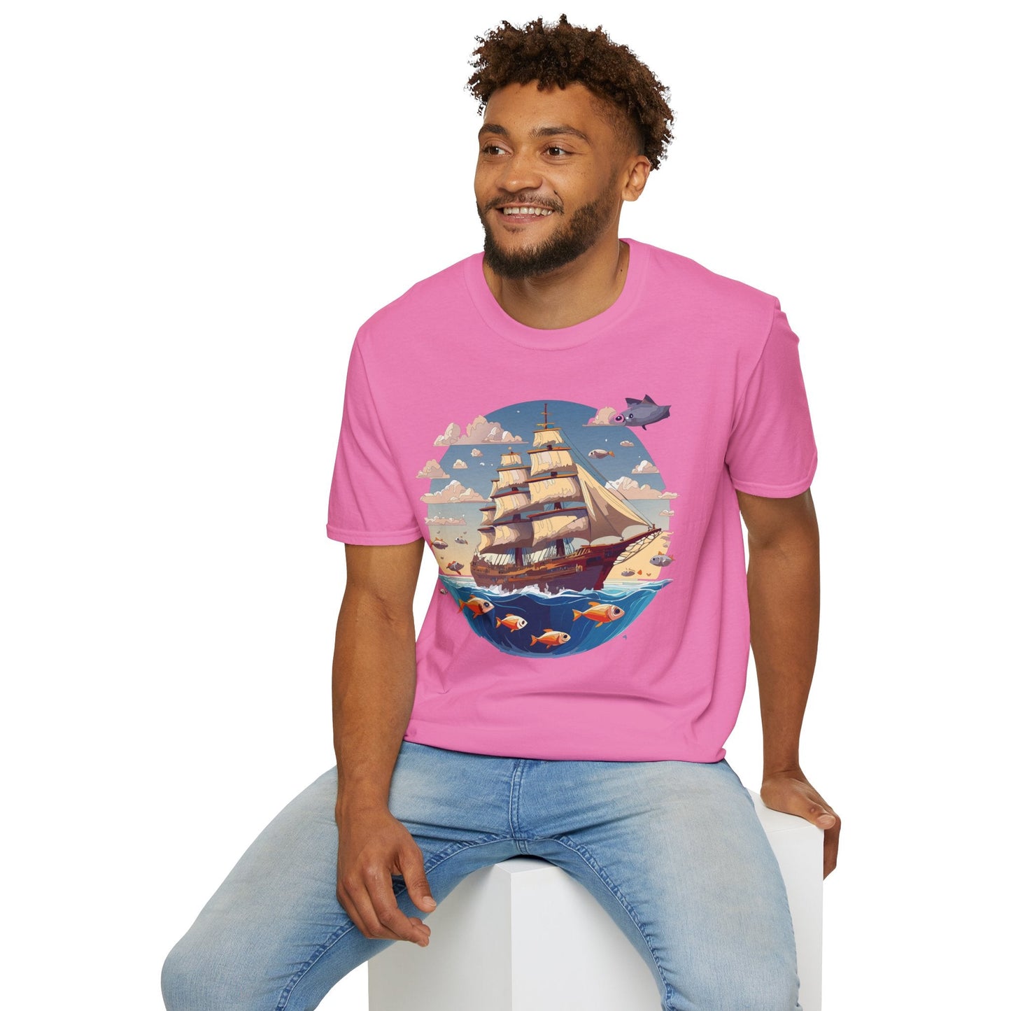 Nautical Ship Frigate Vessel T Shirt Unisex Premium Softstyle Cotton Tee Gildan 64000