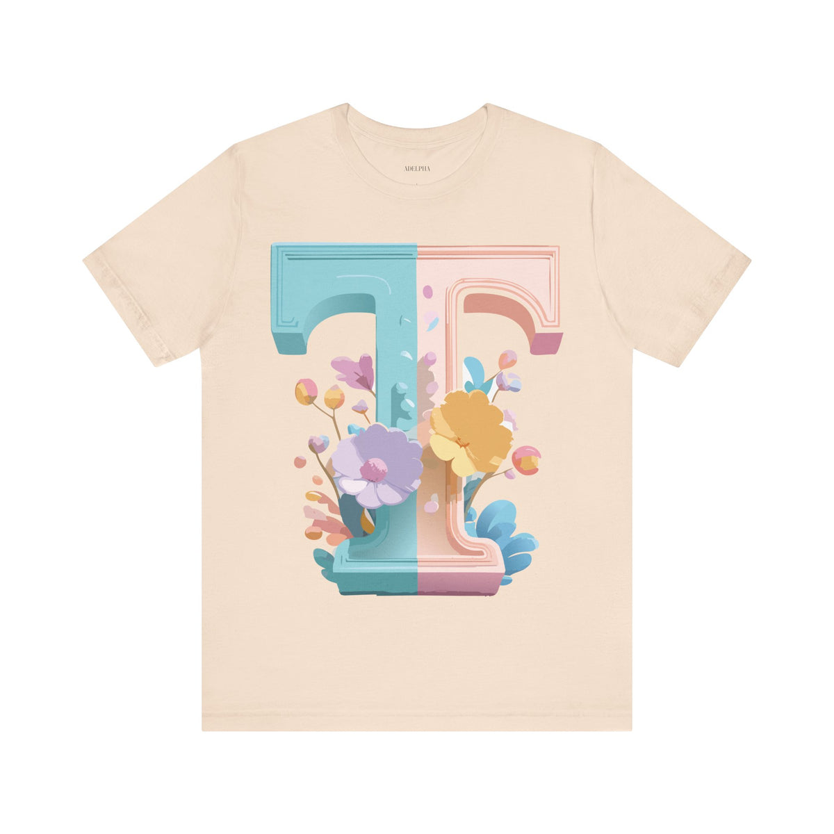 Letter T Graphic Unisex Cotton Bella+Canvas Tee with Art Letter Design
