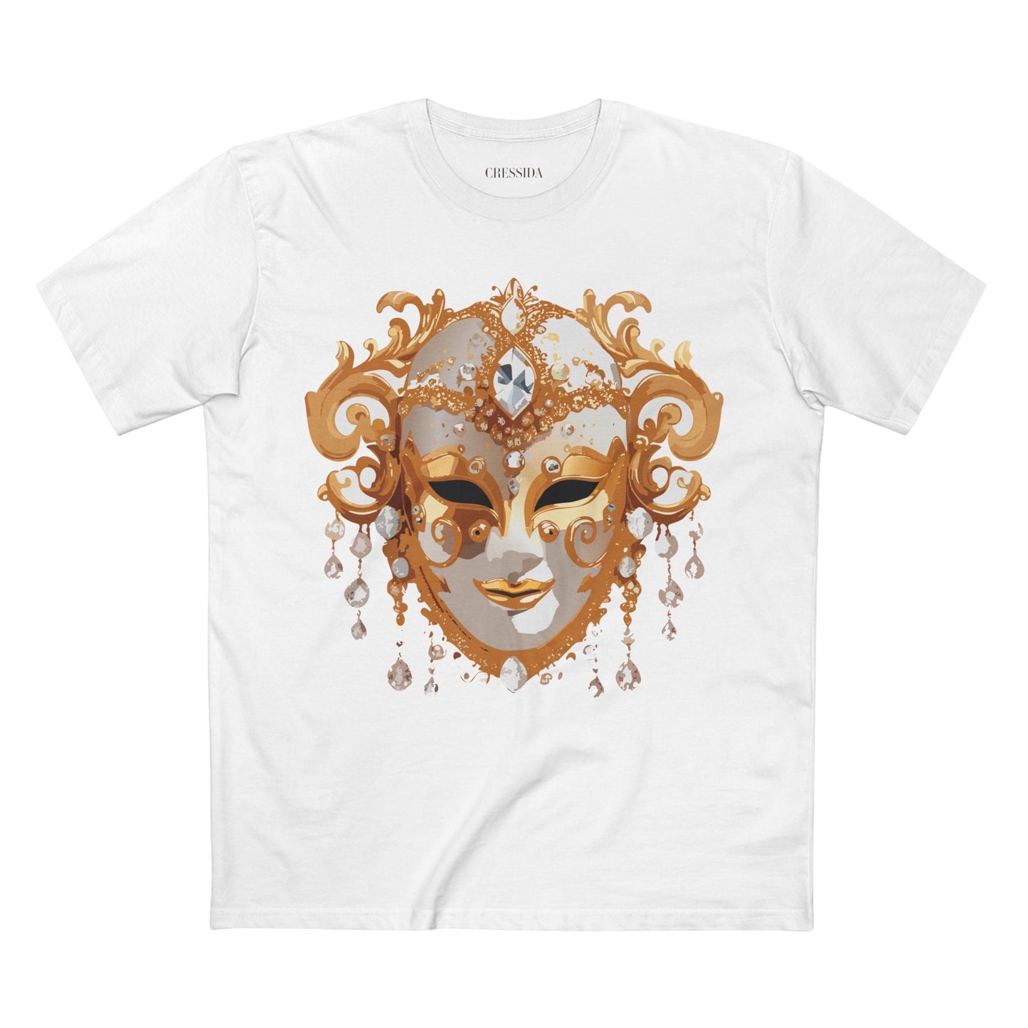 Carnival Mask Graphic T-Shirt Unisex 100 Cotton With Antique Gold Art Design Tee 24