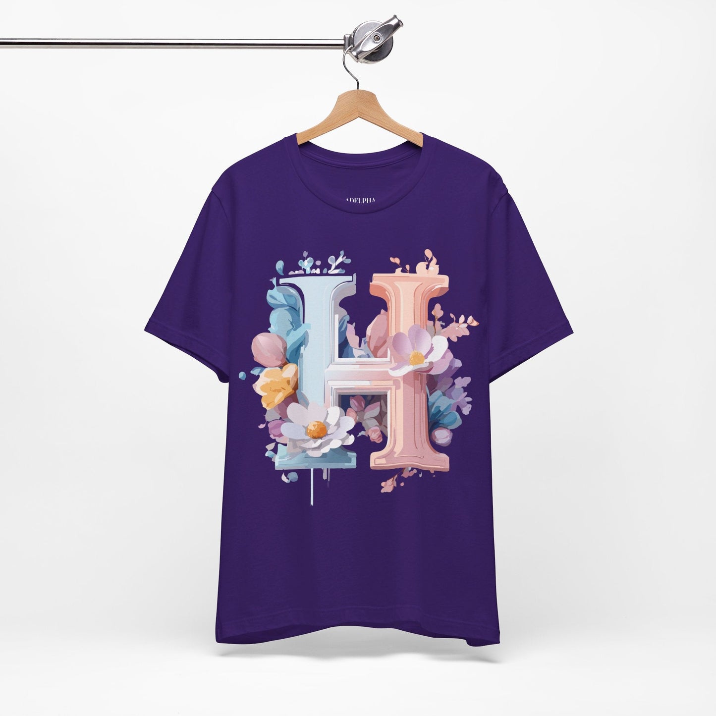 Letter H Shirt Graphic Tee Unisex Short Sleeve Premium Vintage Inspired Artwork Adelpha