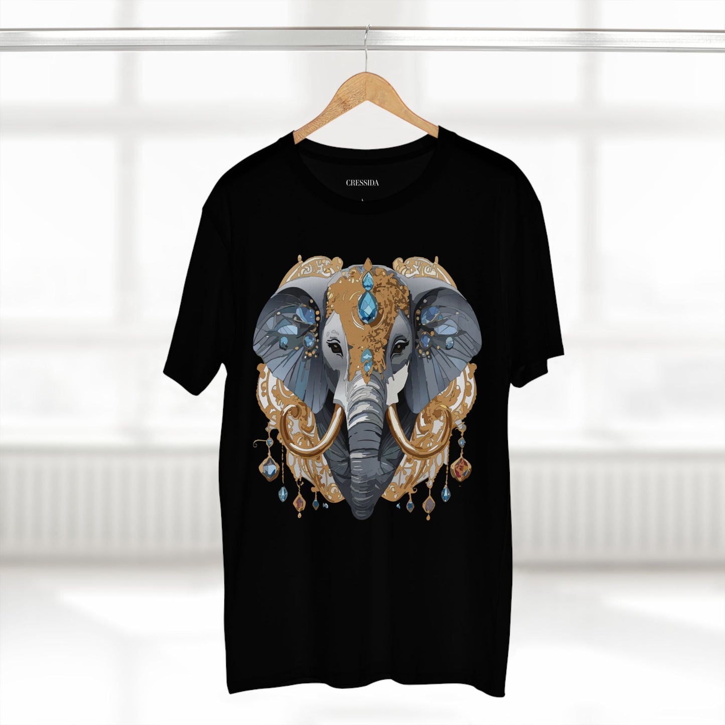 Elephant Graphic Unisex 100 Cotton Tee With Unique Animal Golden Medallion Art Design 39