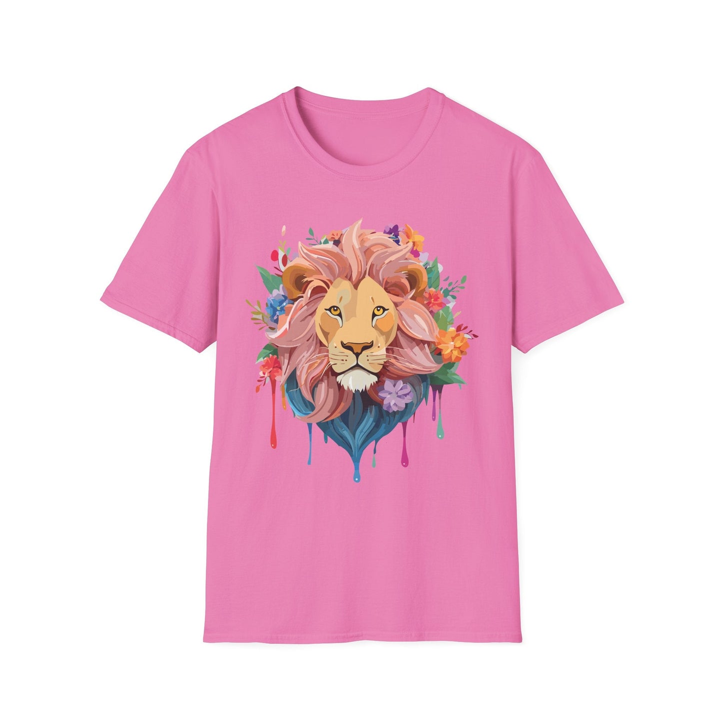 Lion Shirt Unisex Floral Lion Tee Animal Print Softstyle Tee
