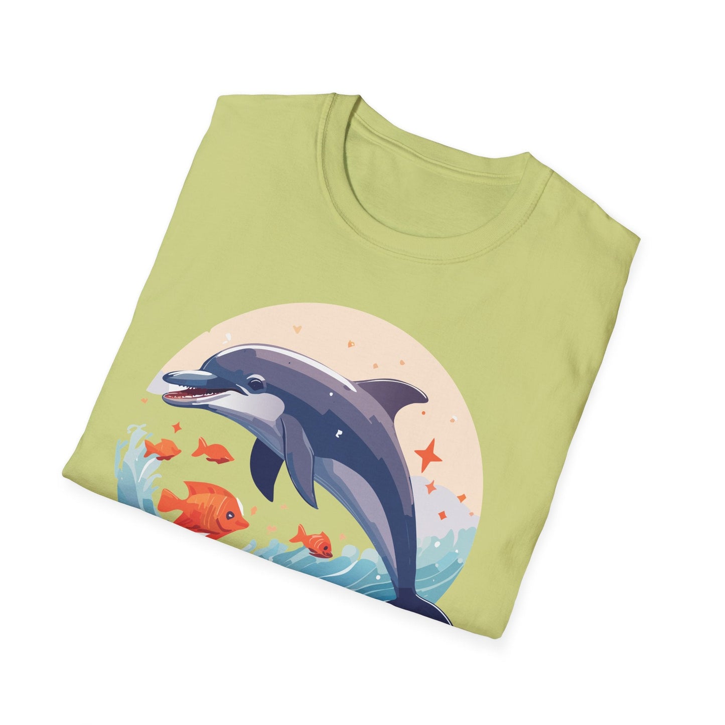 Unisex Dolphin Shirt Gildan Softstyle 64000 Short Sleeve Fish Tee With Dolphin Graphic