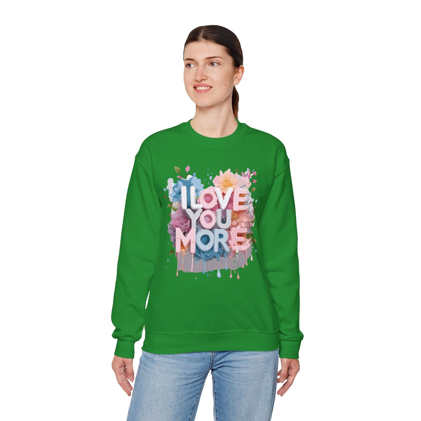 Floral Love Sweatshirt Unisex Heavy Blend Crewneck Valentines Day 50 50 Cotton Polyester Gildan 18000