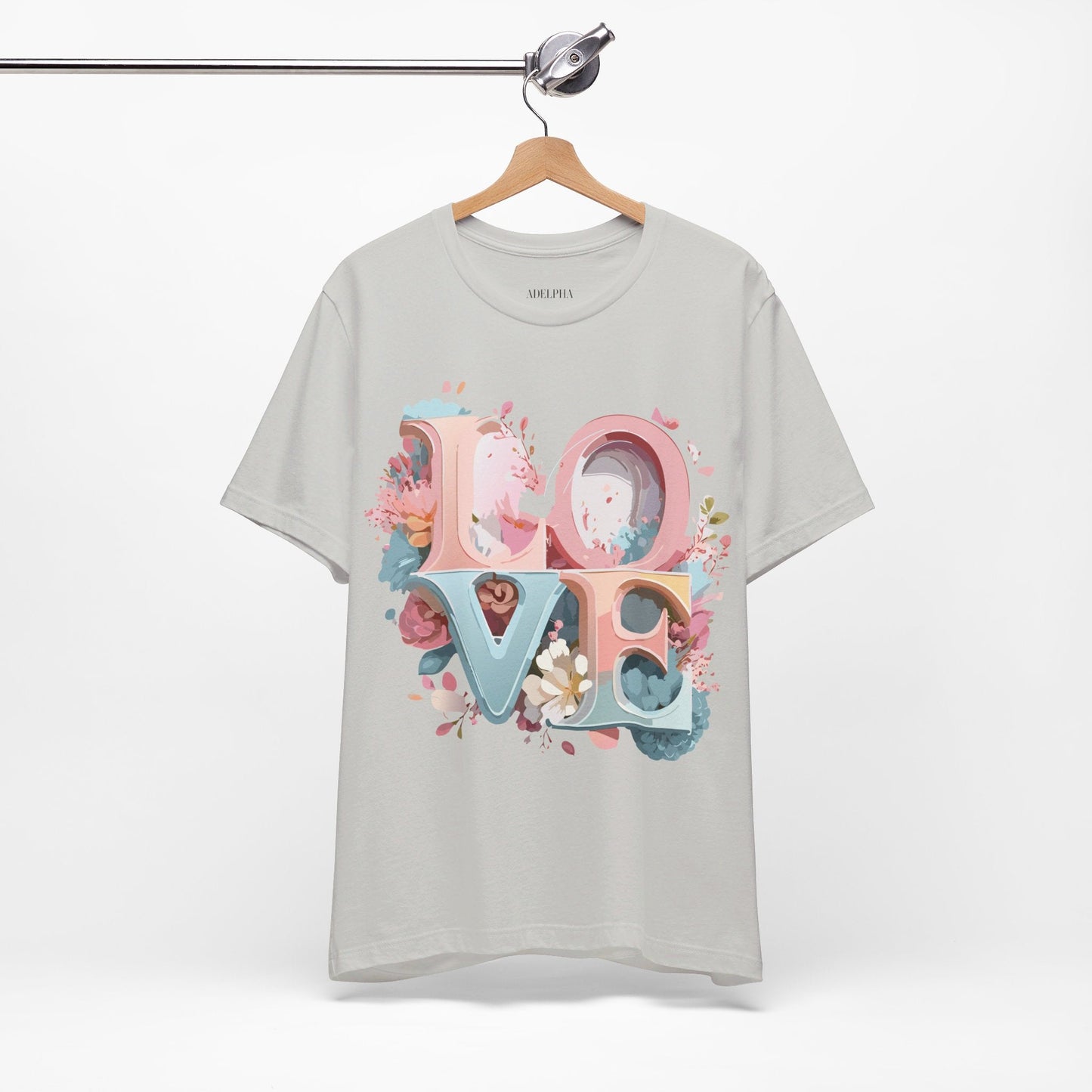 Valentine Day Graphic Unisex 100 Cotton Vintage Artwork with Love and Flower Design Tee 47