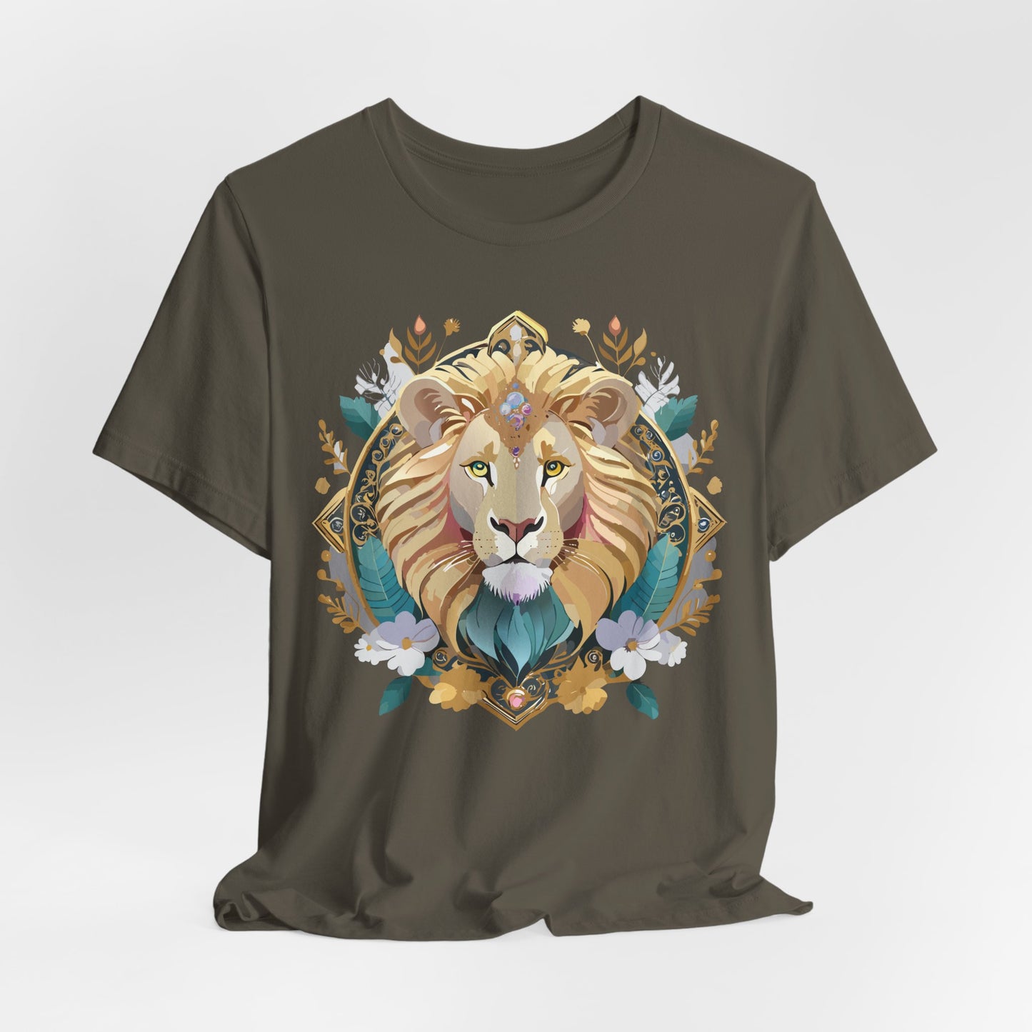 Unisex Lion Graphic Tee, Animal Shirt, Tee Shirt with Lion, Medallion T-Shirt, Animal Medallion Tees 2