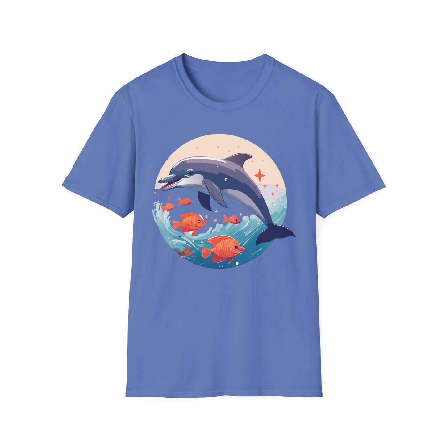 Unisex Dolphin Shirt Gildan Softstyle 64000 Short Sleeve Fish Tee With Dolphin Graphic
