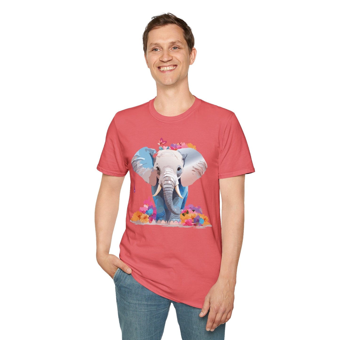 Elephant T Shirt Unisex Softstyle 64000 Graphic Elephant Illustration Animal Tee For Everyday Wear