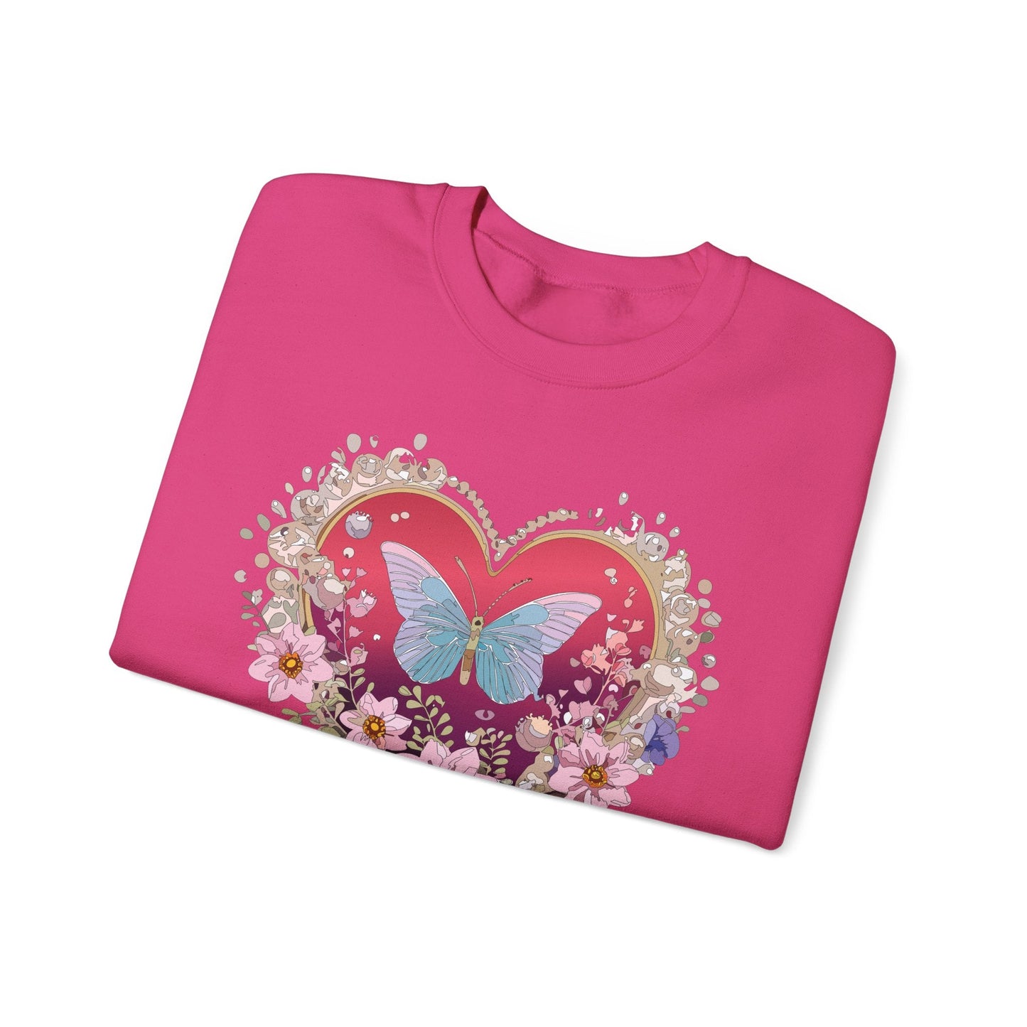 Floral Heart Sweatshirt For Valentines Day Unisex Floral Love Crewneck Sweatshirt