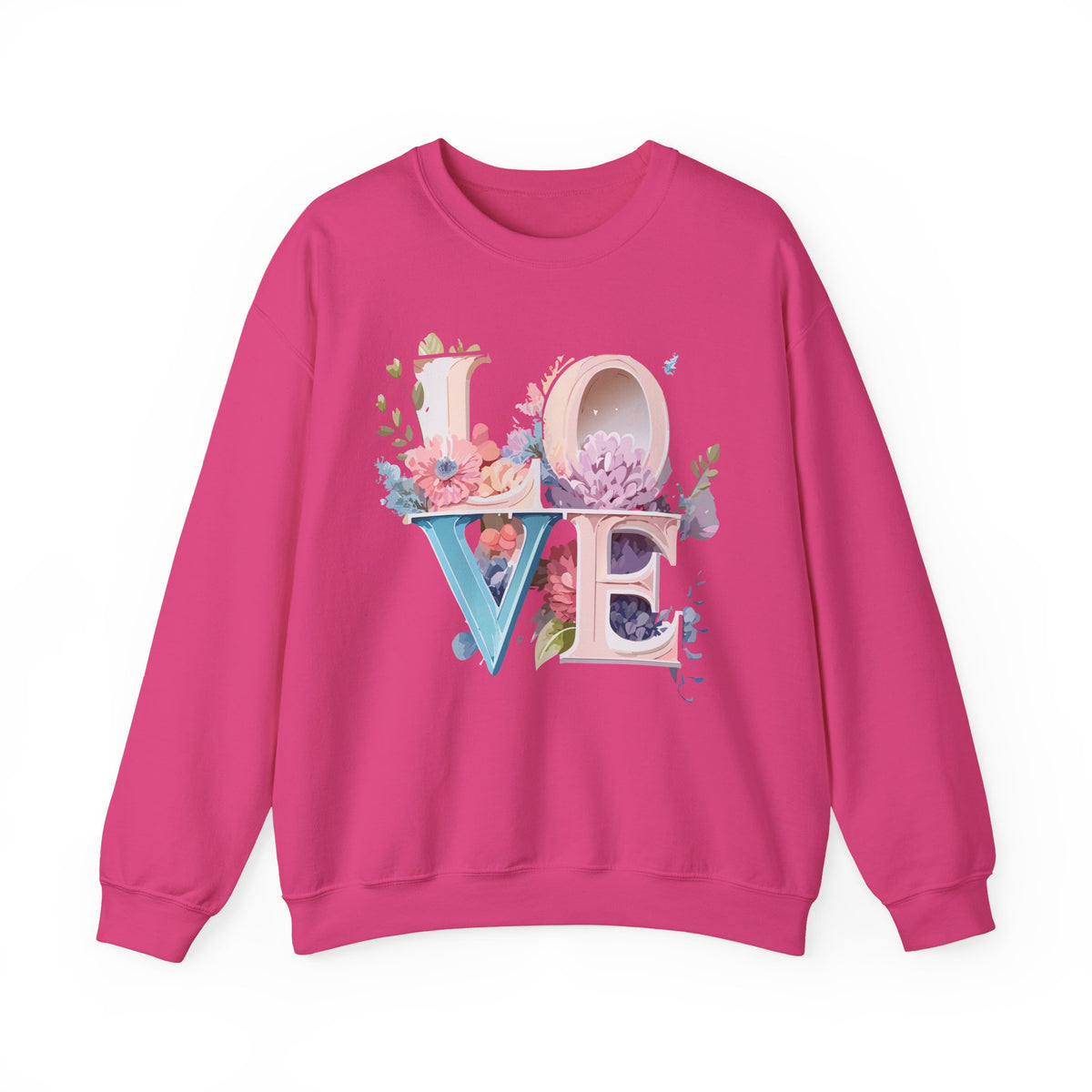 Floral Love Graphic Valentine's Day Sweatshirt Unisex 50/50 Cotton-Poly Sweatshirt w50