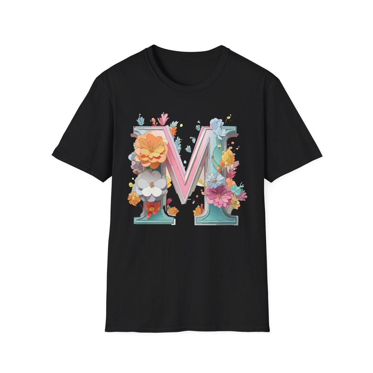 Floral Letter M Shirt | Monogram Initial Tee, Botanical Alphabet