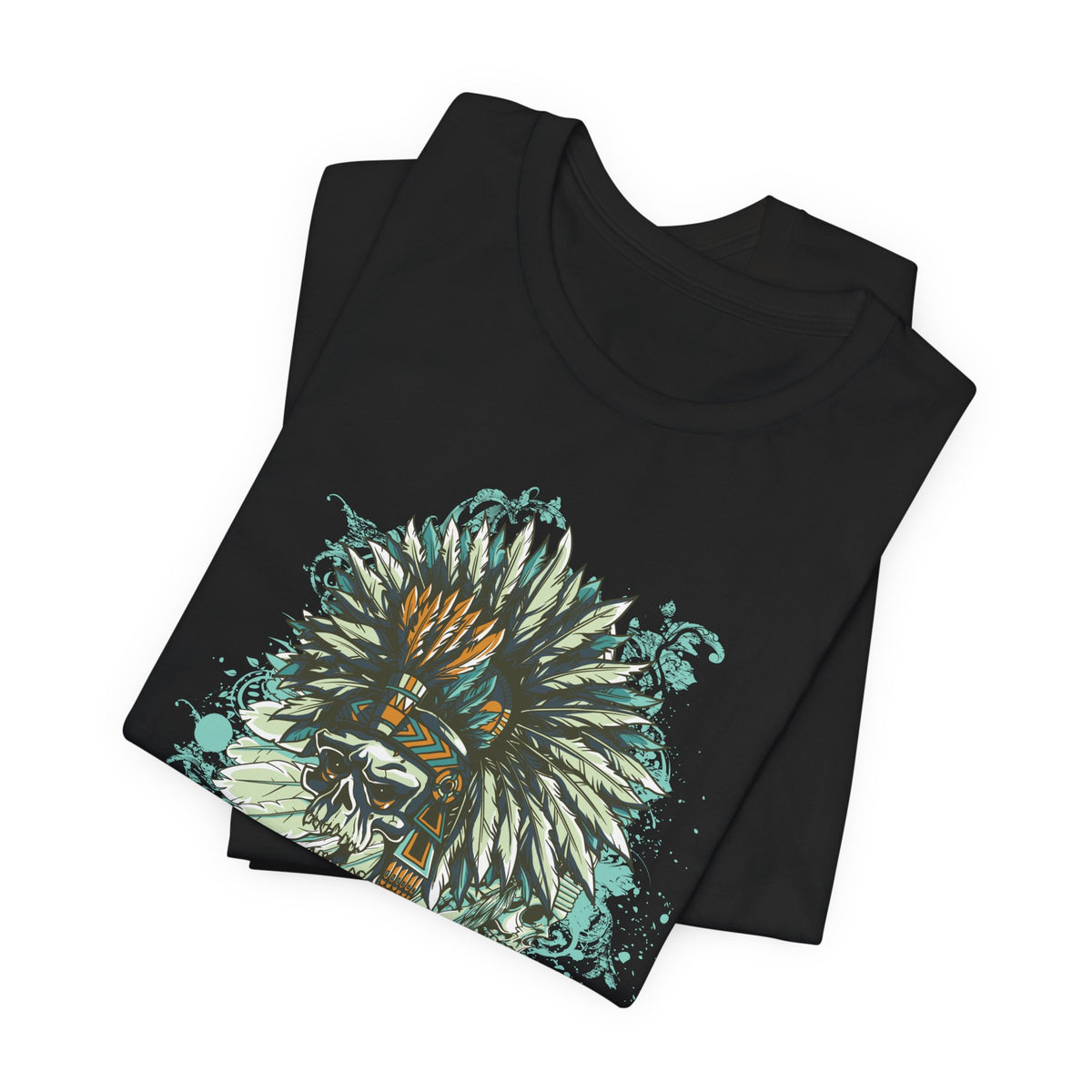 Aztec Headdress Skull T-Shirt Tribal Skull Graphic Unisex Cotton Tee Art-14