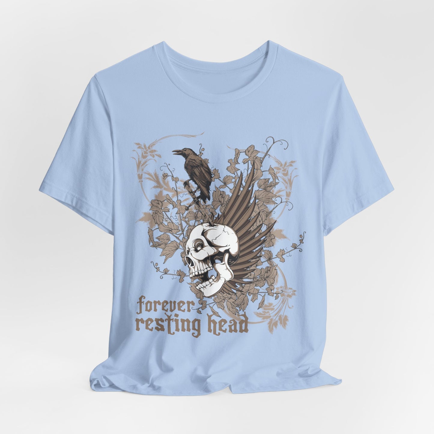 Forever Resting Head Tee, Edgy Graphic Shirt, Music T-Shirt, Gothic Tees, Skull Shirt, Art Design Tee, Skull Graphic Top