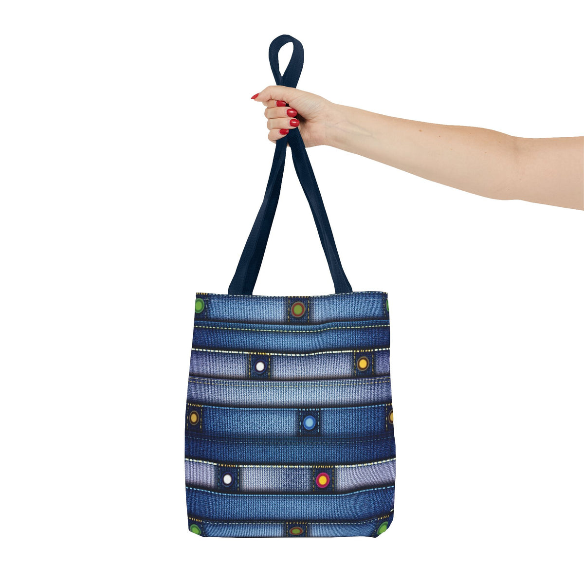 Denim Fabric Imitation Print Unisex Canvas Bag Poly Spun 3 Sizes Tote Bag 144