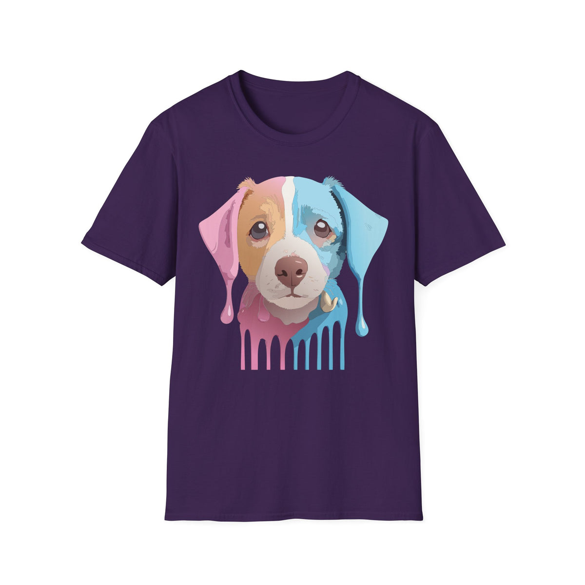 Colorful Drip Puppy Portrait T-Shirt | Pastel Pop Dog Tee