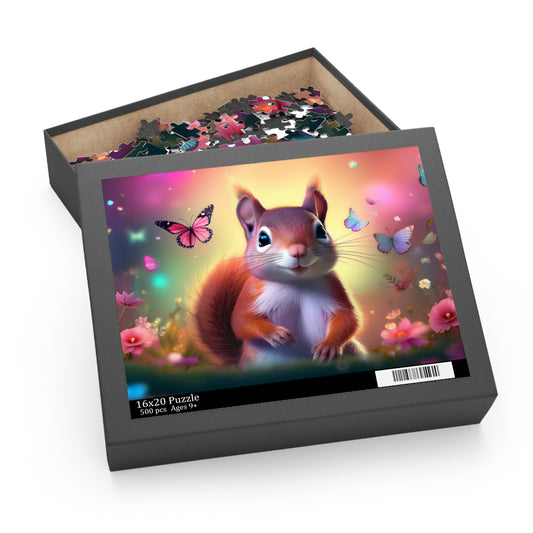 Puzzles-58 Kids Squirrel Puzzle 500-Piece  Floral Squirrel Puzzle 500-Piece, Animals Kids Puzzles Size: 16" x 20",  Ages 9+