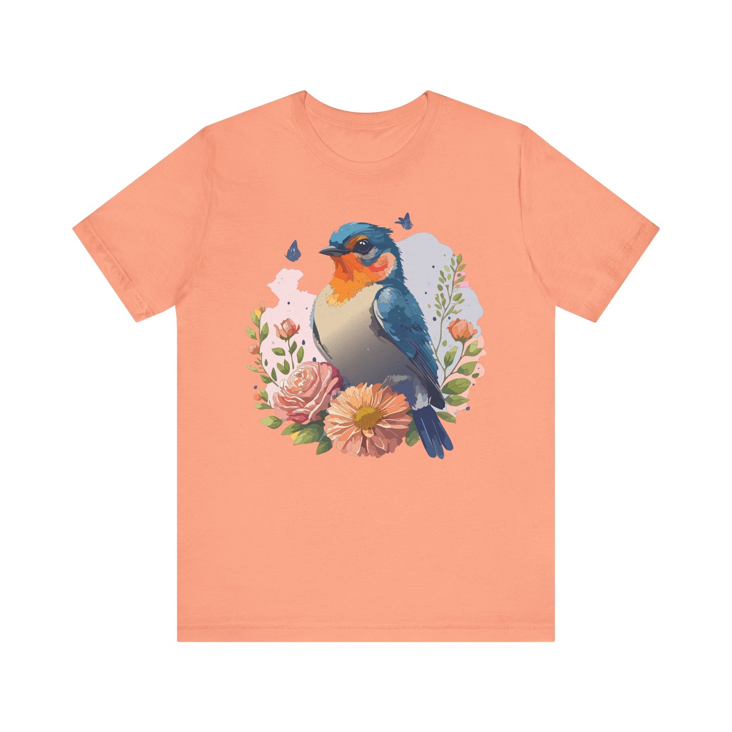 Floral Bird Tee, Animal Shirt, Bird Shirt, Floral Tee, Flower T-shirt, T-Shirt with Animal