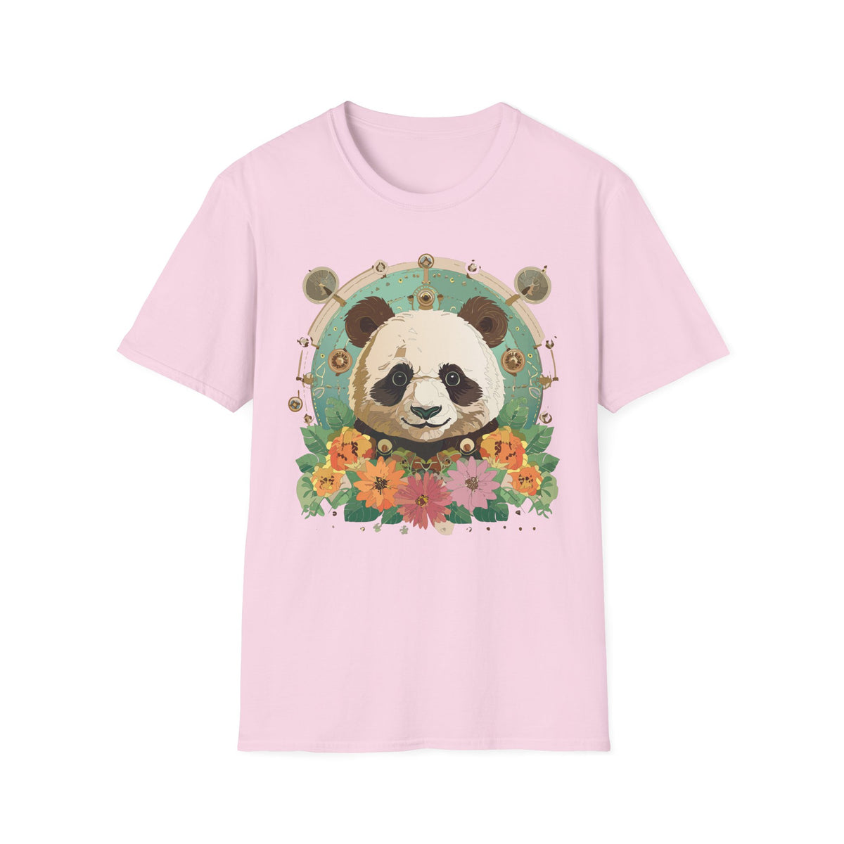 Floral Panda Portrait T-Shirt | Cute Panda Face Tee