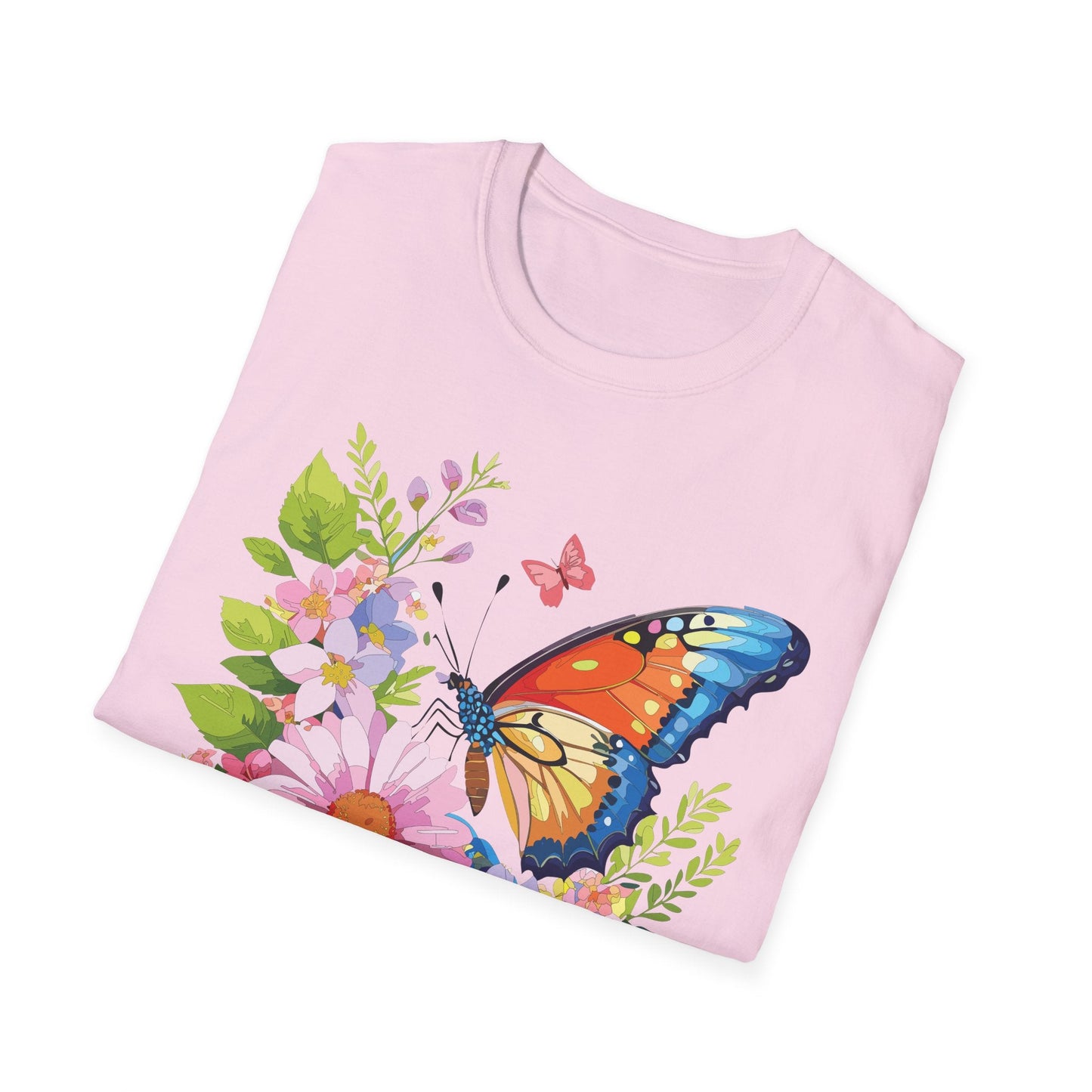 Butterfly T Shirt Unisex Short Sleeve Gildan Softstyle 64000 Monarch Butterfly Design Graphic