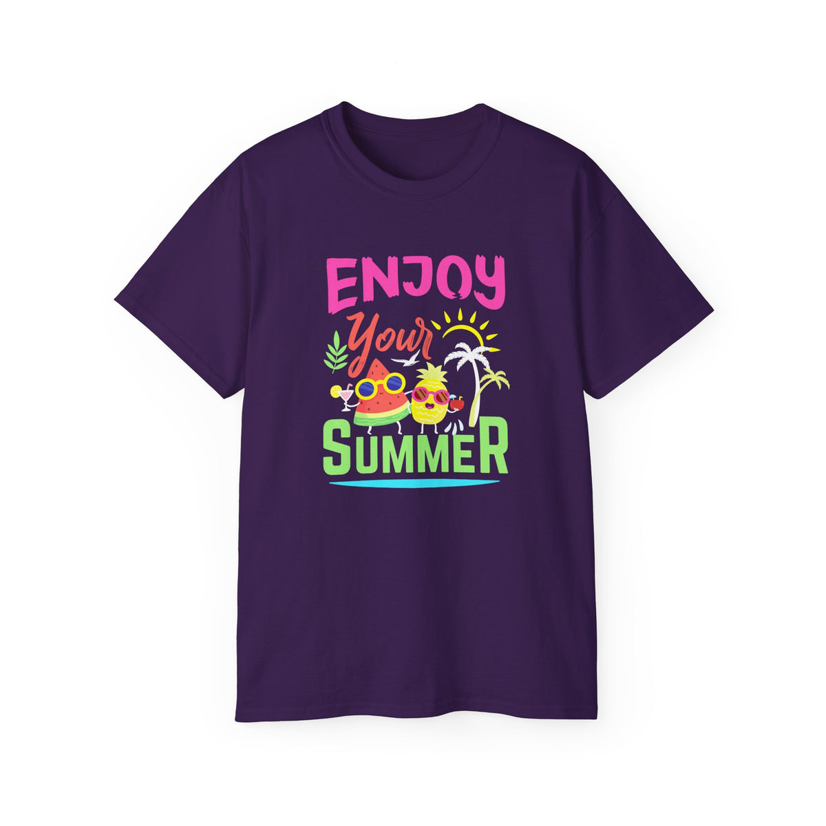 Enjoy Your Summer Tee | Tropical Pineapple Palm Tree Beach Shirt