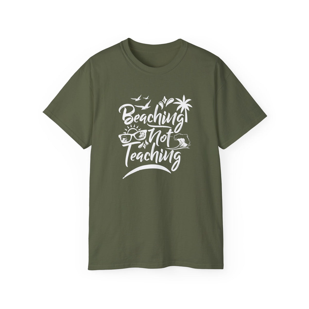 Beaching Not Teaching T-Shirt | Teacher Vacation Tee, Palm Trees Sunglasses Beach Design