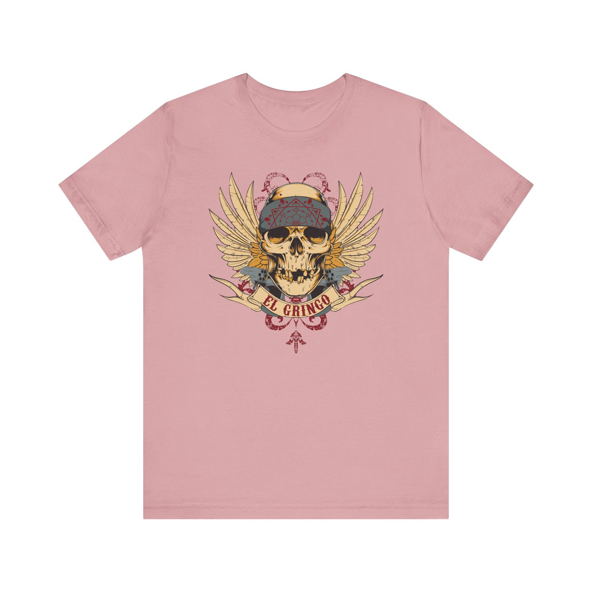 El Gringo Skull with Wings T-Shirt Vintage Tattoo Style Unisex Cotton Art-53