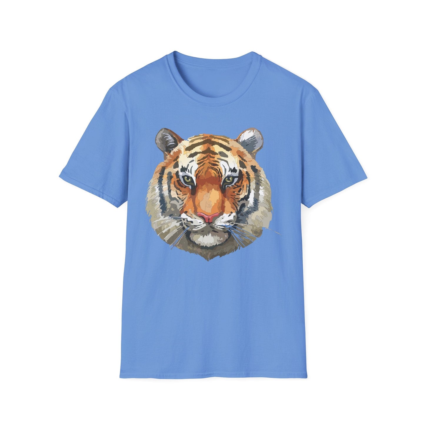 Tiger Print Unisex T Shirt Softstyle 64000 Gildan Ring Spun Cotton Tee