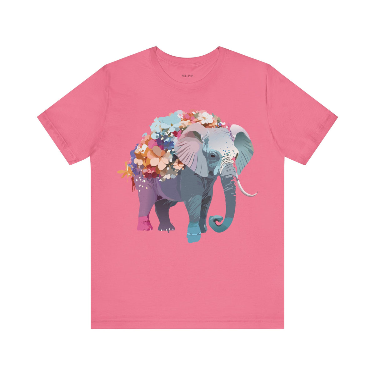 Elephant Graphic Unisex Cotton Bella+Canvas Tee with Art Animal Design e134