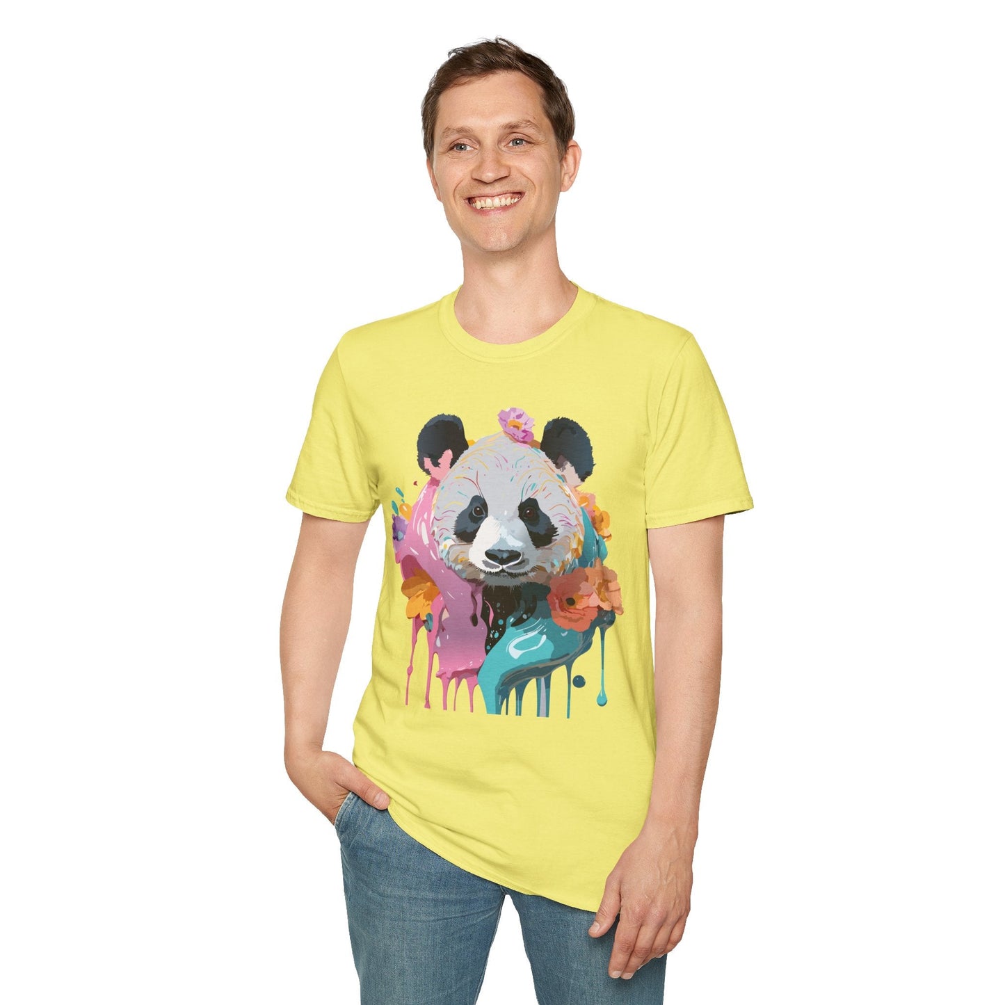 Gildan Softstyle Panda Shirt Unisex T Shirt With Panda Animal Design 100 Percent Cotton Tee