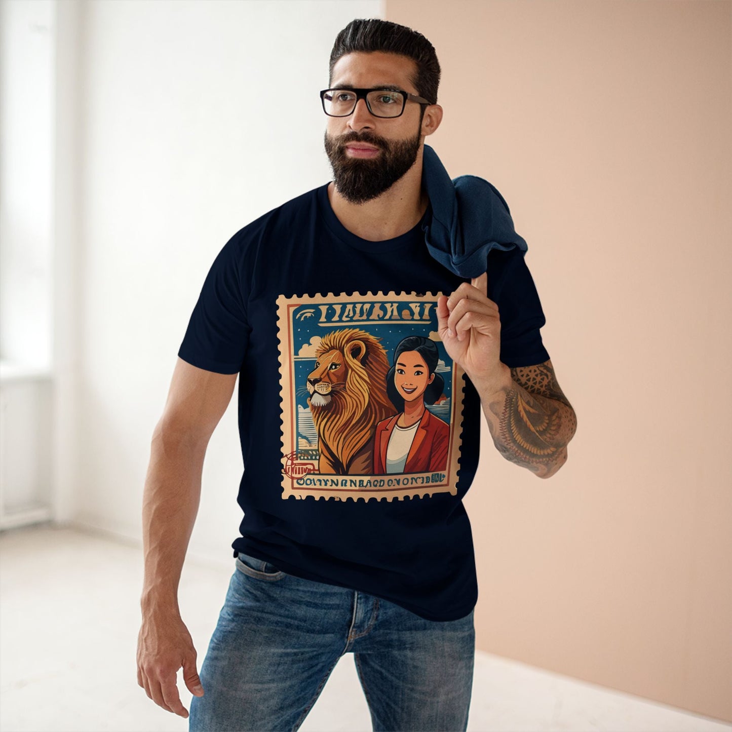 Postage Stamp Shirt PS32 Unisex Premium Cotton Tee With Original Art Design Retro2Nova