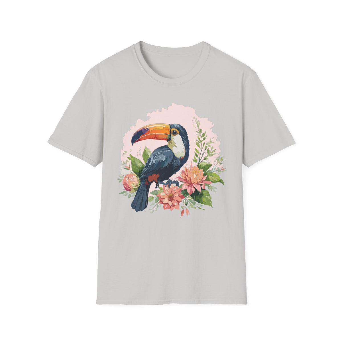Tropical Toucan Illustration T-Shirt | Floral Bird Graphic