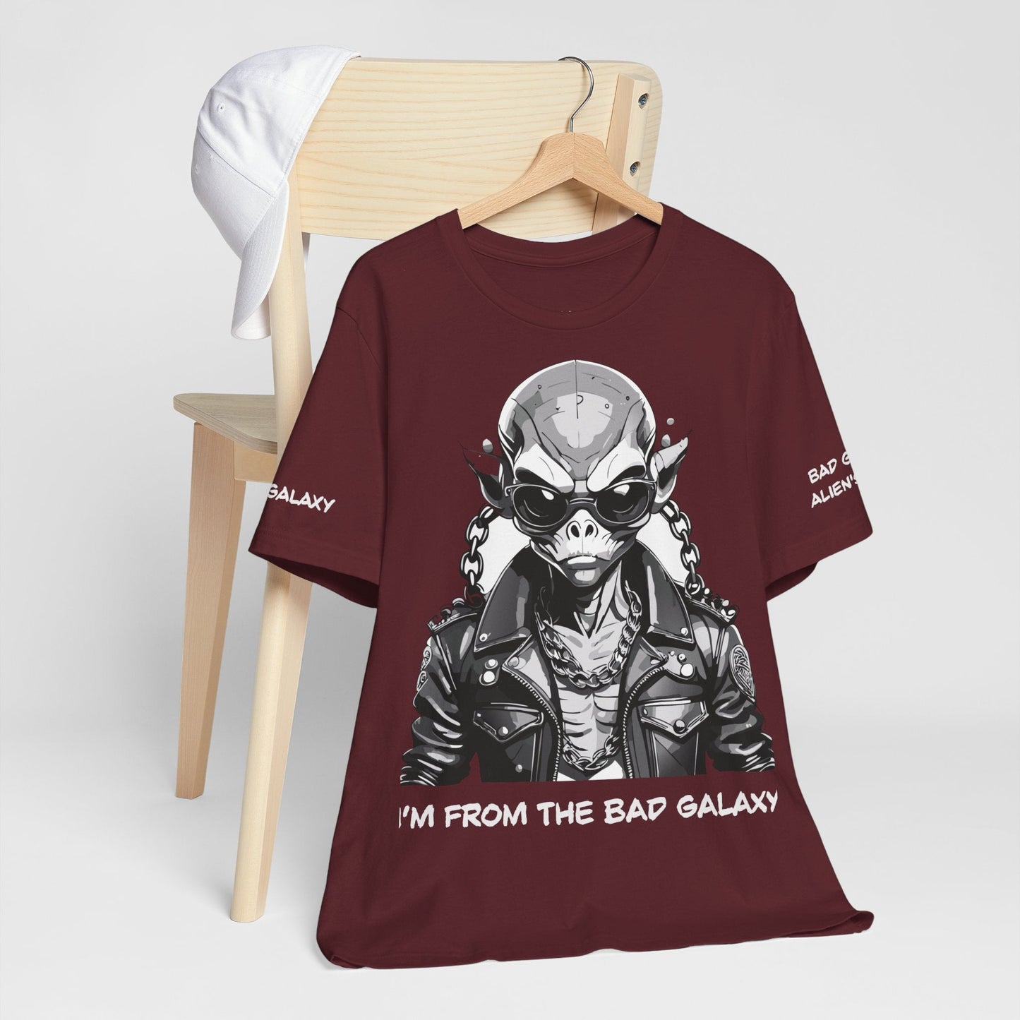 Graphic Cotton T Shirt Unisex Short Sleeve Alien Artwork By Bad Galaxy Premium Everyday Wear
